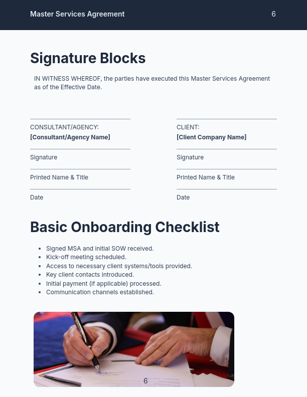 Consulting Services MSA for Small Firms