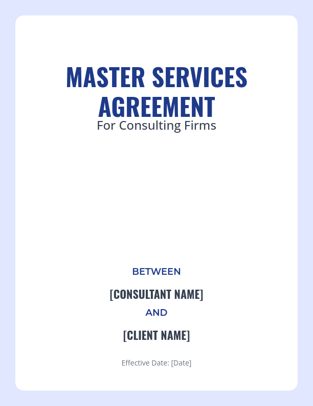 Consulting Services MSA - Retainer & SOW