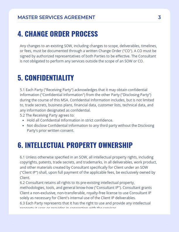 Consulting Services MSA - Retainer & SOW