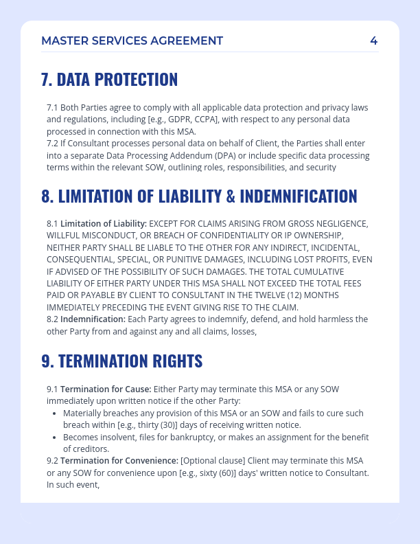 Consulting Services MSA - Retainer & SOW