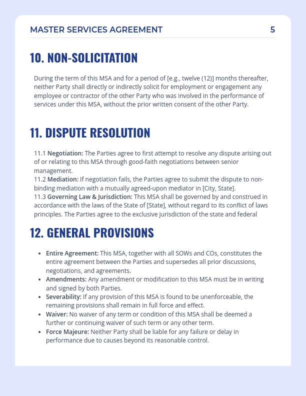 Consulting Services MSA - Retainer & SOW