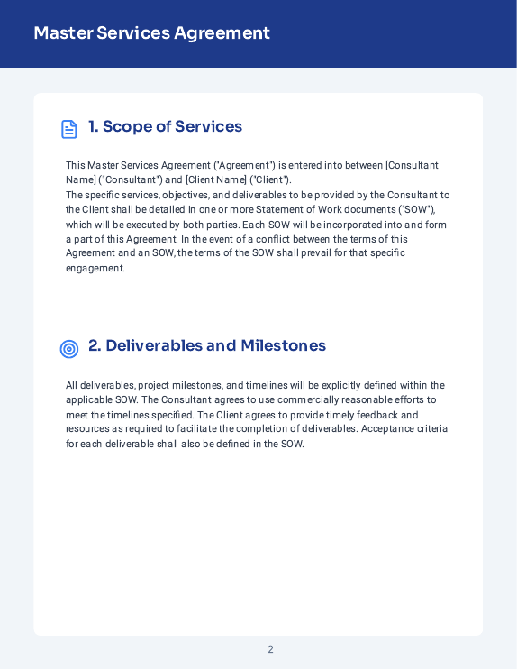 Consulting MSA for Fractional Leadership