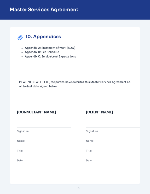 Consulting MSA for Fractional Leadership