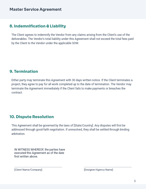 MSA for Creative Design Agencies