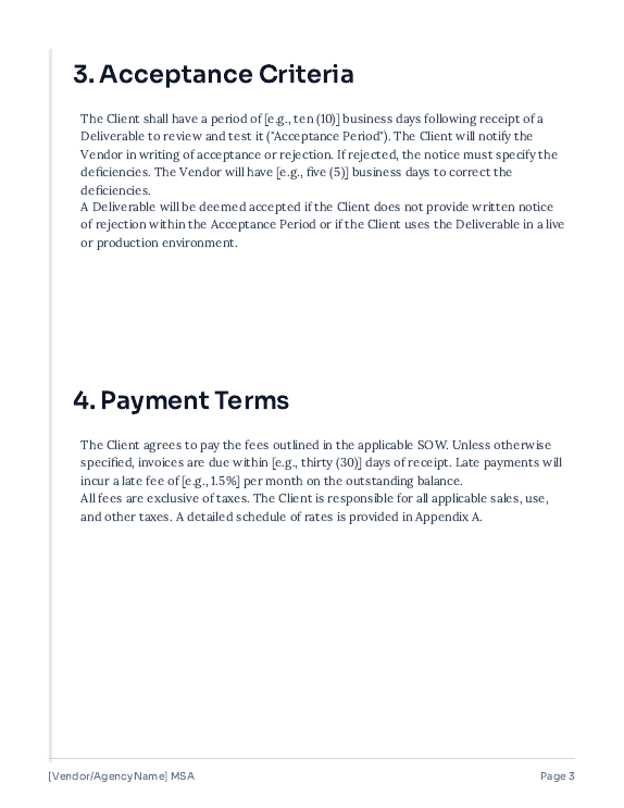 Vendor-Focused MSA for Creative Agencies