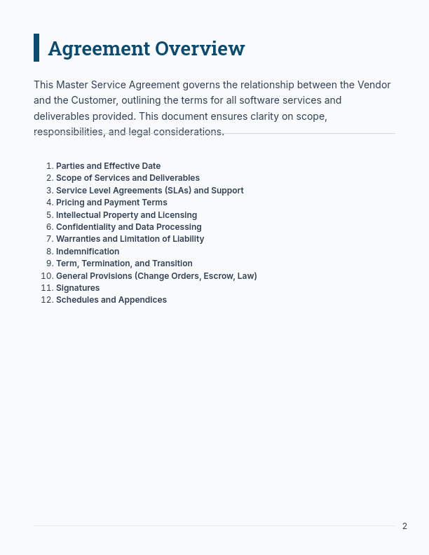 SaaS Software MSA — Variation 2