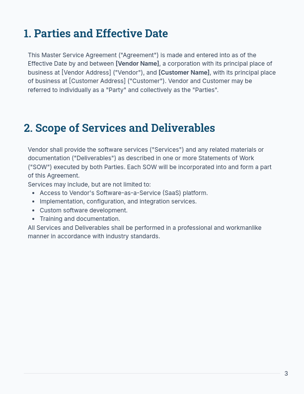 SaaS Software MSA — Variation 2