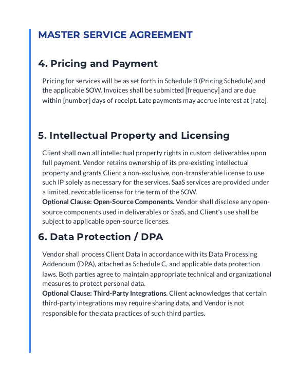 Software MSA for SaaS Integrations
