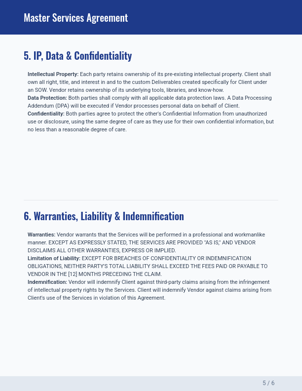 Software MSA: Vendor Integration & SLA