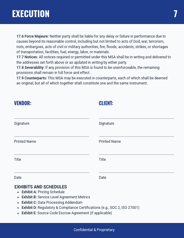 Software MSA: Vendor Onboarding & SLAs