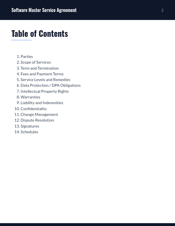 Software MSA: Data Protection & SLAs