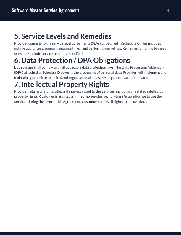 Software MSA: Data Protection & SLAs