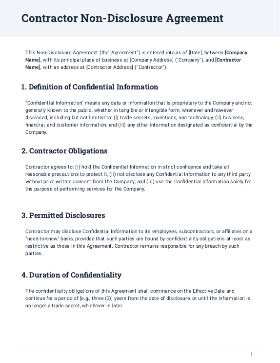 Contractor NDA for Freelancers & Vendors