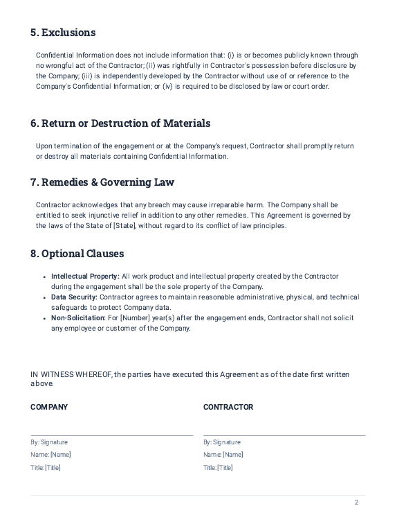 Contractor NDA for Freelancers & Vendors