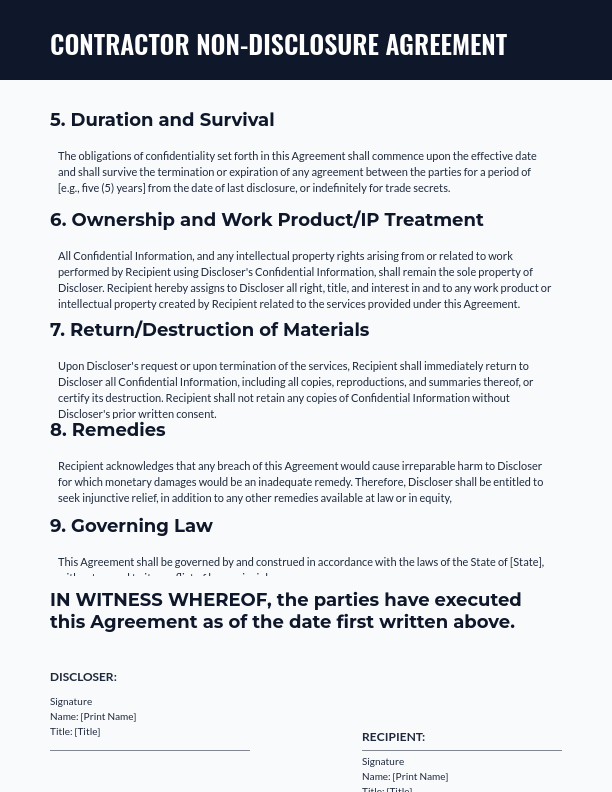 Contractor NDA — Third-Party Vendor Access
