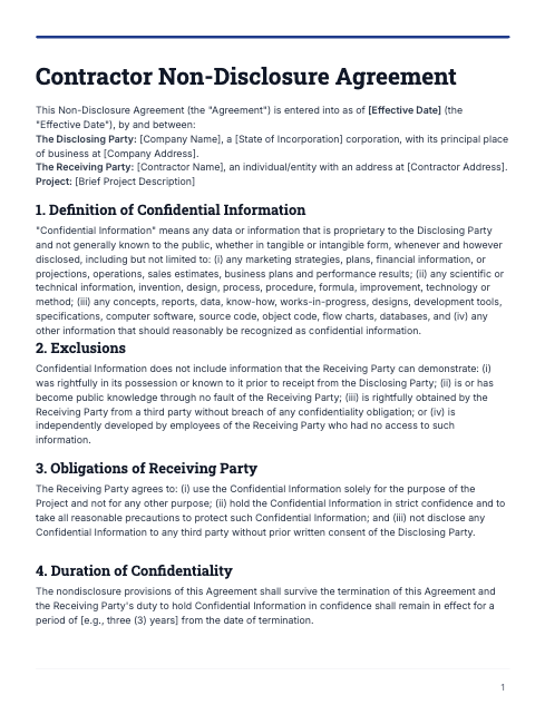 Contractor NDA for Short-Term Projects