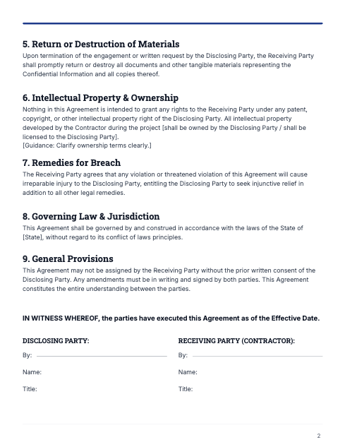 Contractor NDA for Short-Term Projects