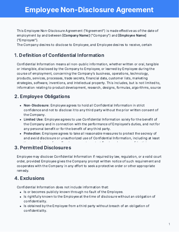 Employee NDA for New Hires