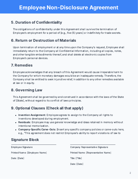 Employee NDA for New Hires