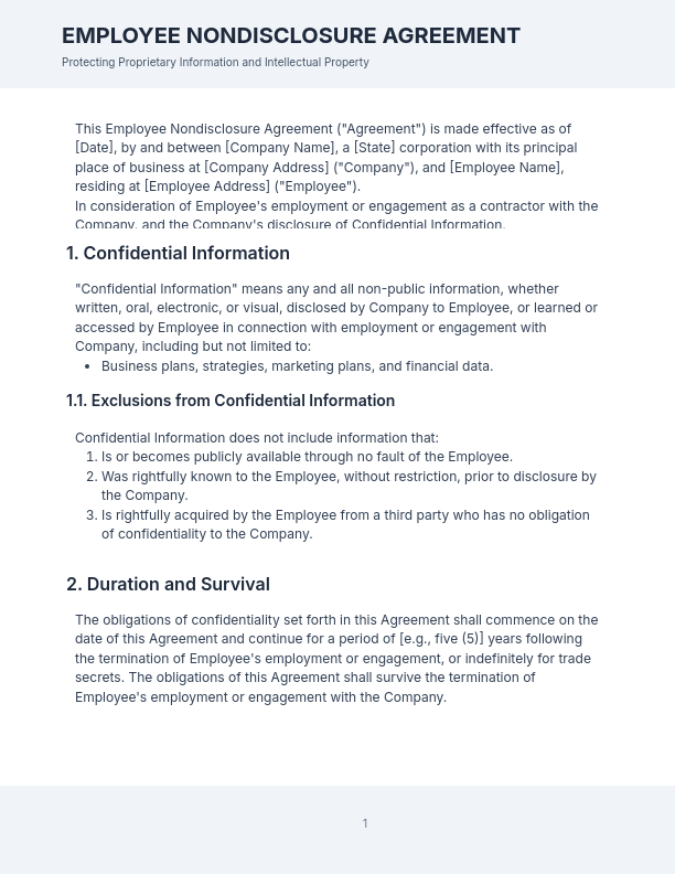 Employee NDA: IP & Invention Protections