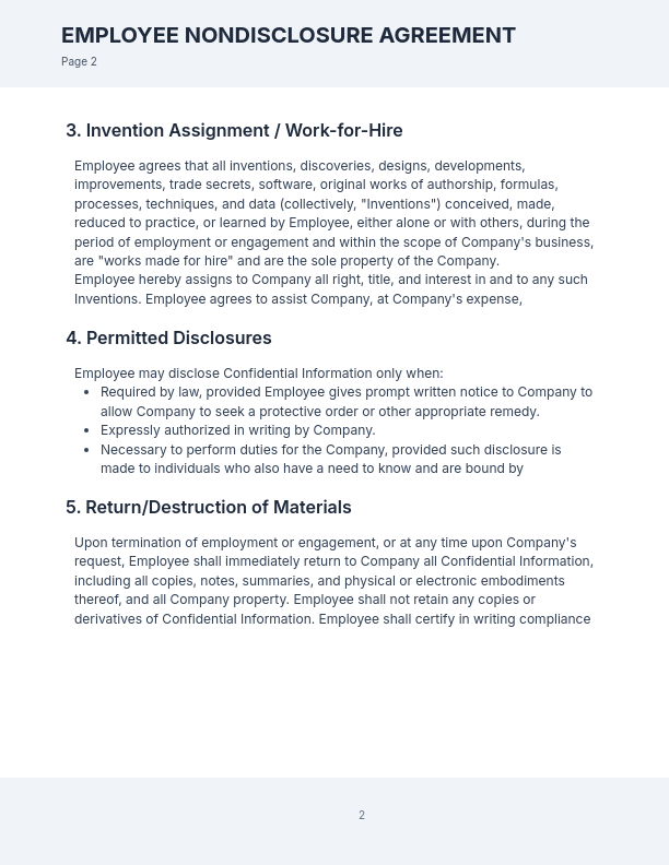 Employee NDA: IP & Invention Protections
