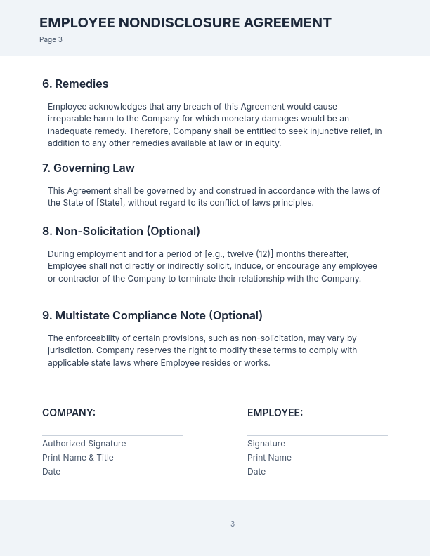 Employee NDA: IP & Invention Protections