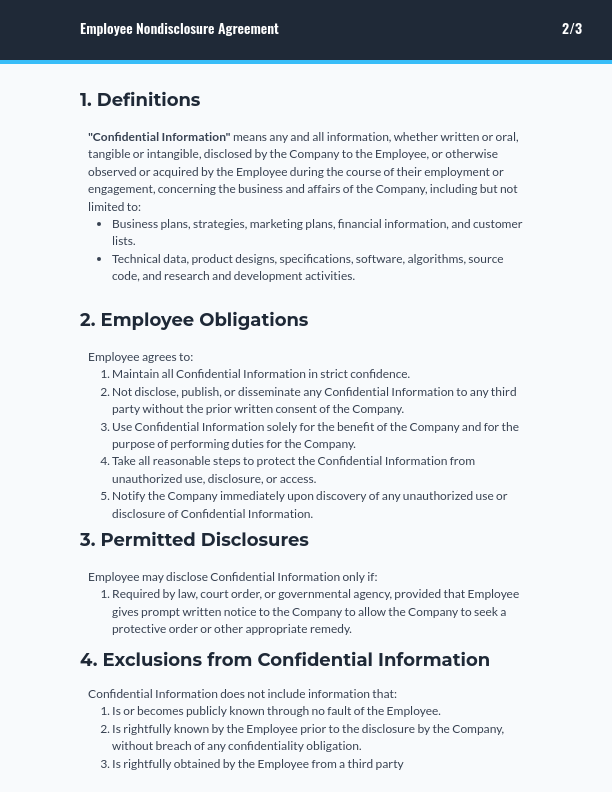 Employee NDA: Confidential Hires & Projects