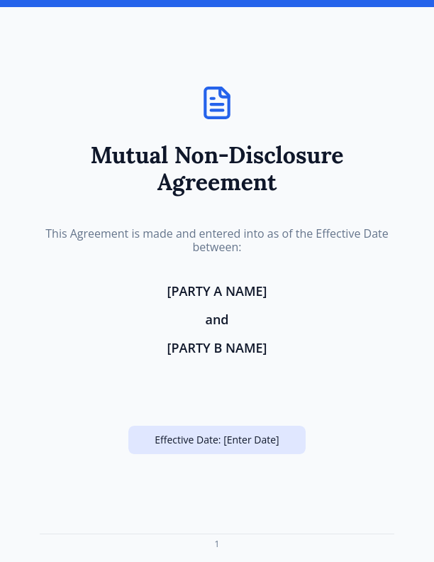 Mutual NDA for Early-Stage Partnerships