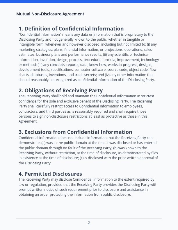 Mutual NDA for Early-Stage Partnerships