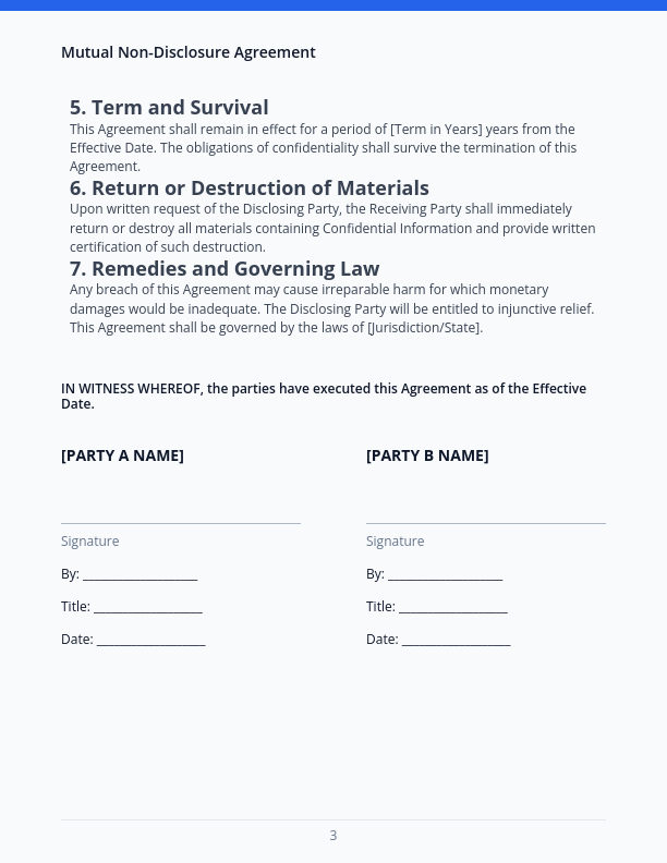 Mutual NDA for Early-Stage Partnerships