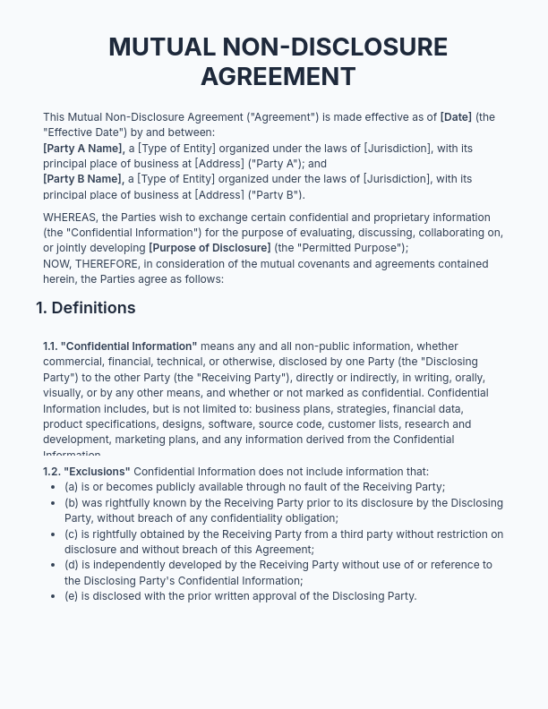 Mutual NDA for Strategic Partnerships