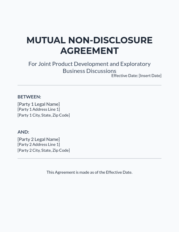 Mutual NDA for Joint Product Development