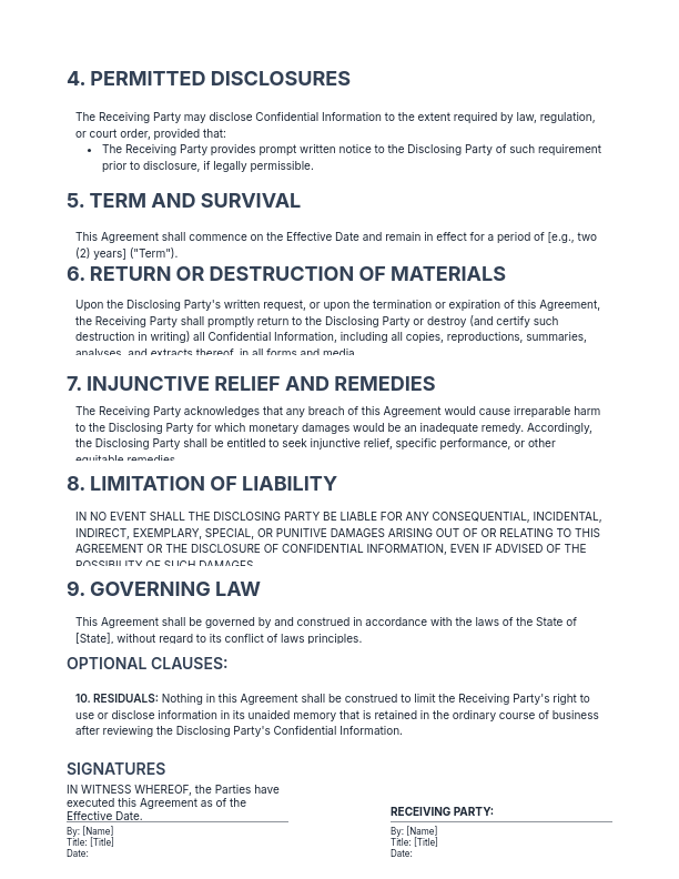 Unilateral NDA for Contractor Onboarding