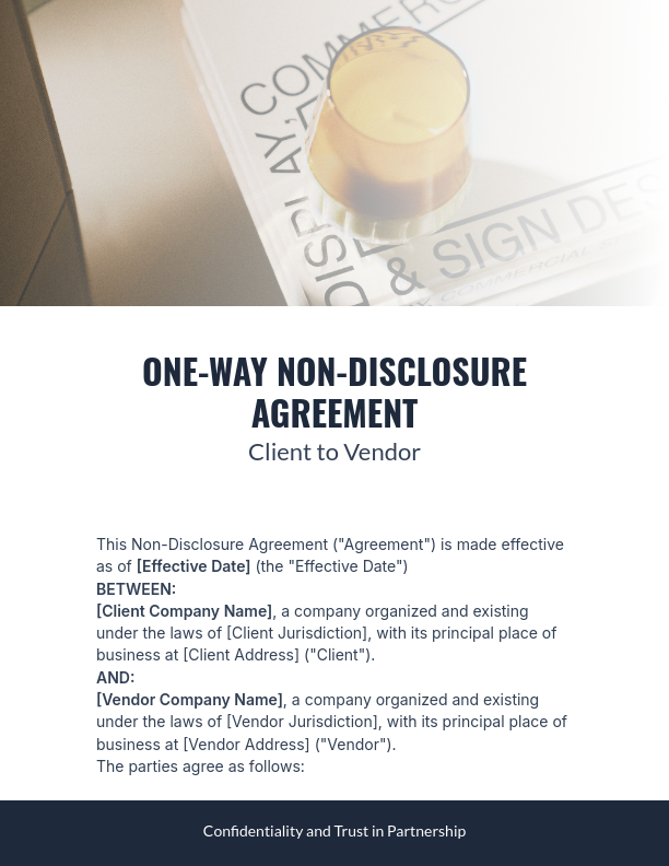 Vendor One-Way Non-Disclosure Agreement