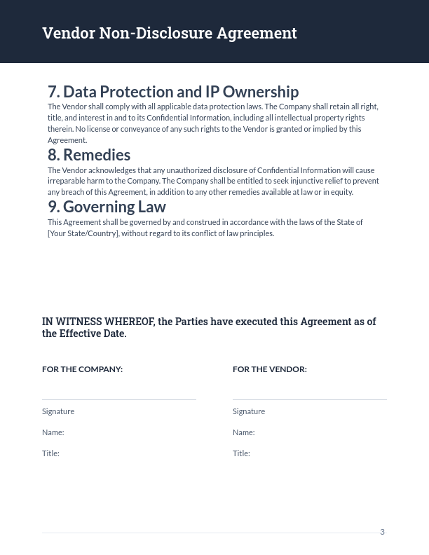 Vendor NDA for SaaS & Tech Providers