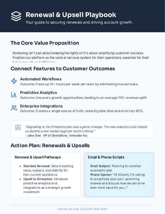 Sales One-Pager: SaaS Renewal Pitch