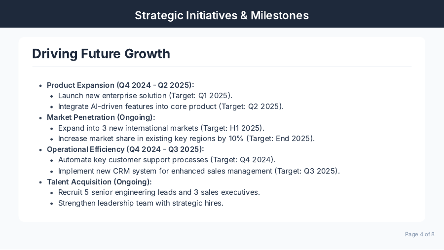 Board Briefing: Strategic Growth Pitch