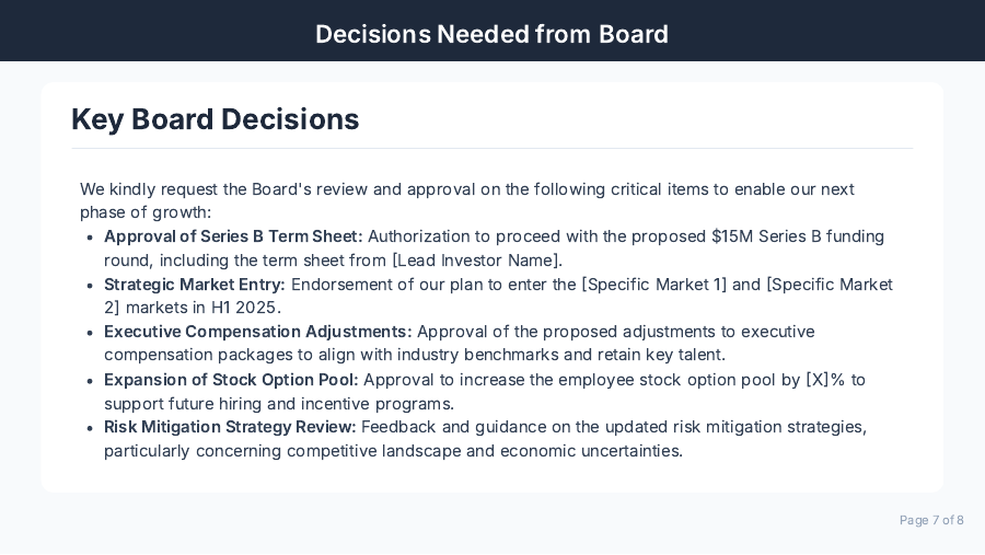 Board Briefing: Strategic Growth Pitch
