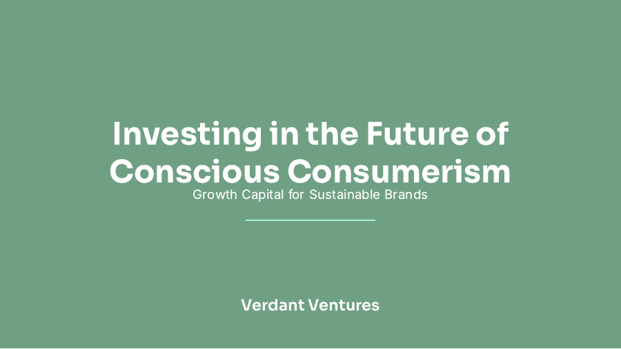Investor Pitch for Sustainable Consumer Brands