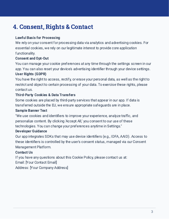 Cookies Policy for Mobile Apps - GDPR Focus