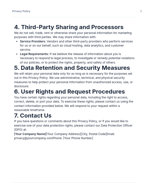 Comprehensive Privacy Policy for Mobile Apps