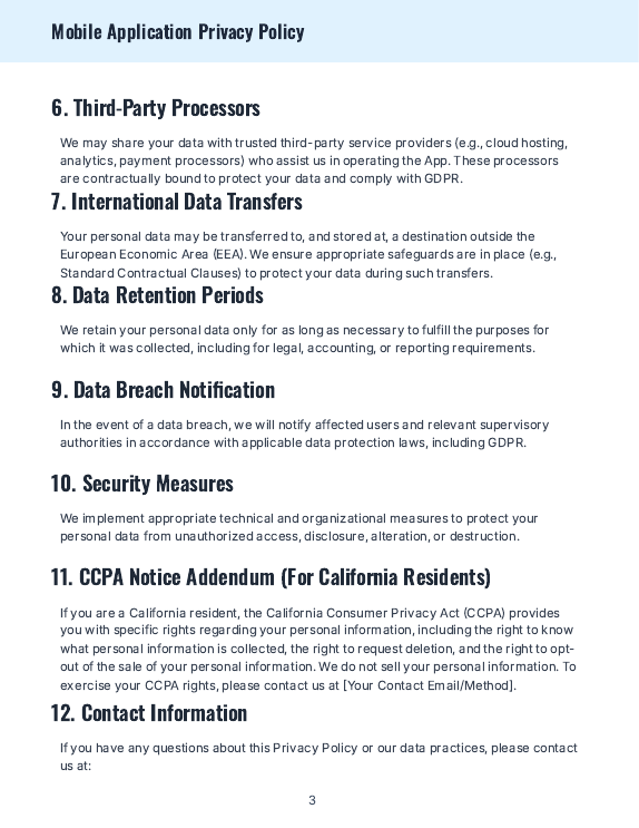 Mobile App Privacy Policy (EU Focus)