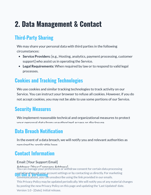 Privacy Policy: Data Retention & User Rights