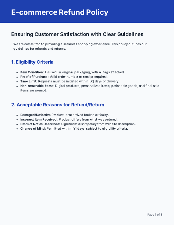 E-commerce Refund Policy — Clear Process