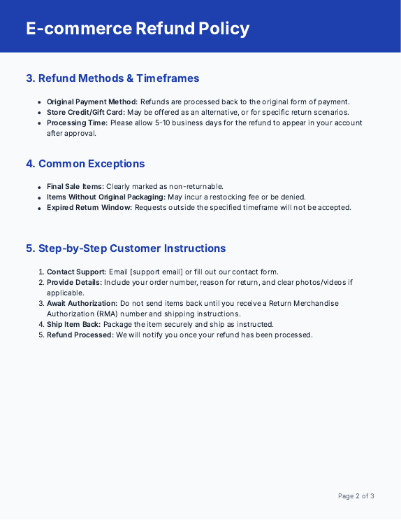 E-commerce Refund Policy — Clear Process