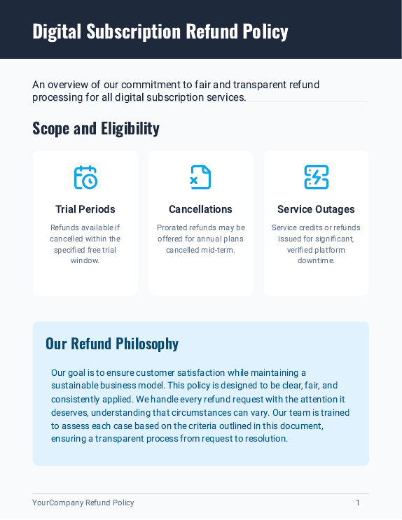 Refund Policy for Digital Subscriptions