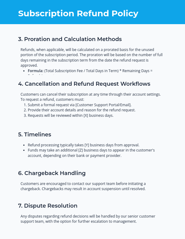 Customer Refund Policy for Subscription Services
