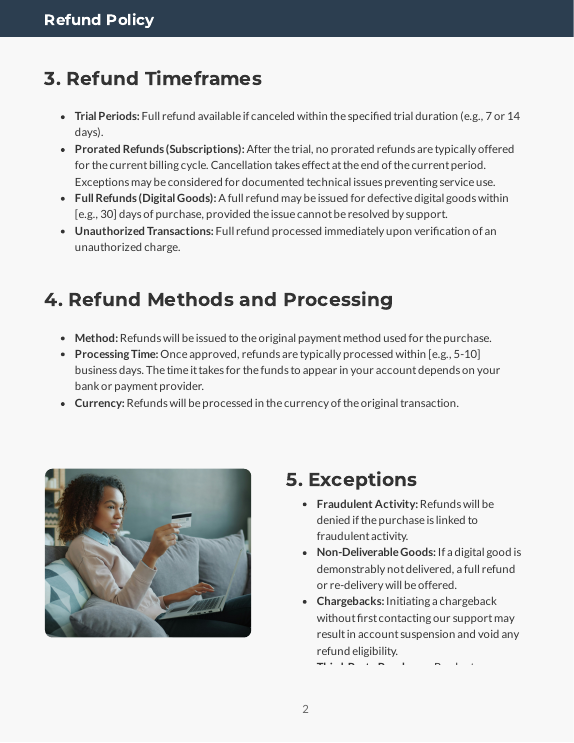 Refund Policy for Subscription and Digital Goods