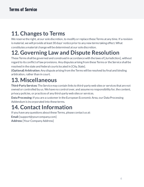 SaaS Consumer Terms of Service