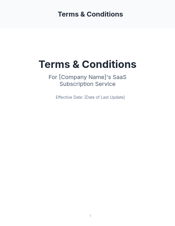 SaaS Subscription Terms & Conditions